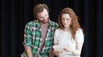 Britian Seibert (Mary/Flowers) and Aaron Schilling (Charlie) in
rehearsal for MARY'S WEDDING at Cincinnati Playhouse in the Park.